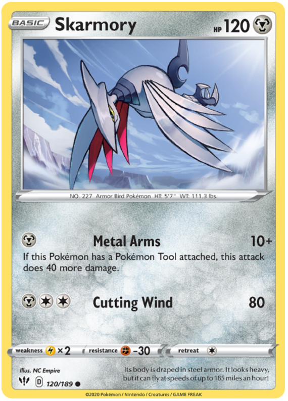 <transcy>Pokemon Card Darkness Alaze 120/189 120/189 Skarmory Common</transcy>