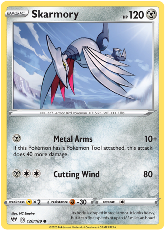 <transcy>Pokemon Card Darkness Alaze 120/189 120/189 Skarmory Common</transcy>