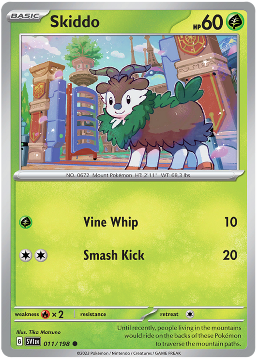 Pokemon Card Scarlet & Violet 011/198 11/198 Skiddo Common *MINT*