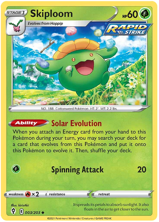 Pokemon Card Evolving Skies 3/203 003/203 Skiploom Uncommon