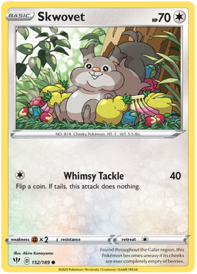<transcy>Pokemon Card Darkness Alaze 152/189 152/189 Skwovet Common</transcy>