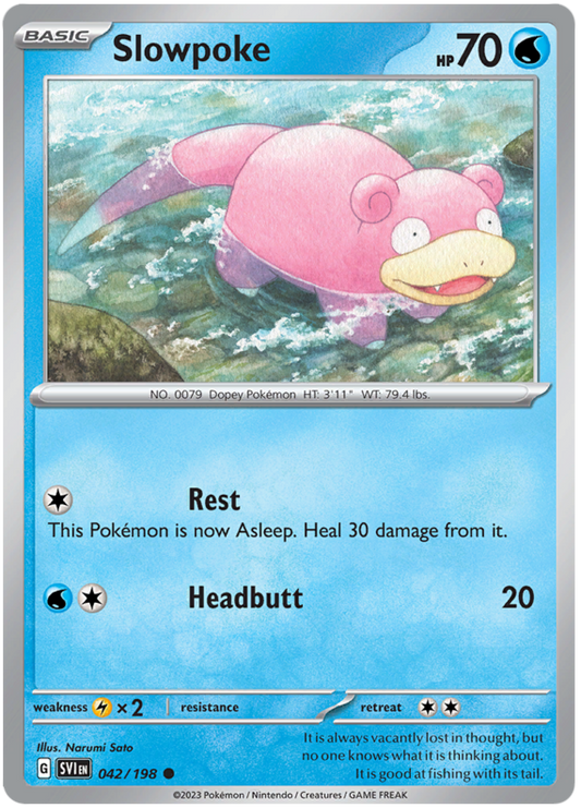 بطاقة بوكيمون سكارليت آند فيوليت 042/198 42/198 Slowpoke Common *MINT*