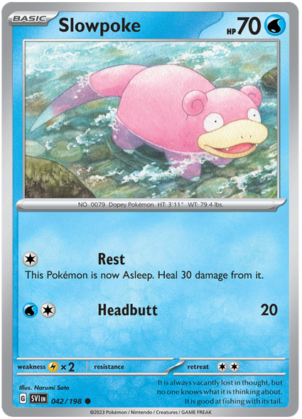 بطاقة بوكيمون سكارليت آند فيوليت 042/198 42/198 Slowpoke Common *MINT*