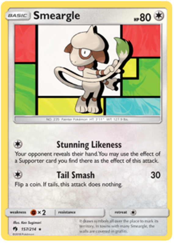 Pokemon Card Lost Thunder 157/214 Smeargle Rare *MINT*