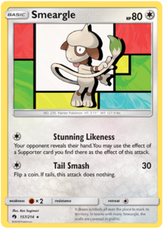 Pokemon Card Lost Thunder 157/214 Smeargle Rare *MINT*