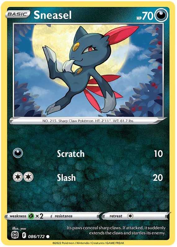 Pokemon Card Brilliant Stars 086/172 86/172 Sneasel Common