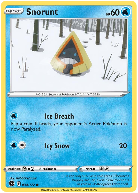 Pokemon Card Brilliant Stars 034/172 34/172 Snorunt Common