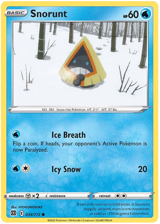 Pokemon Card Brilliant Stars 034/172 34/172 Snorunt Common