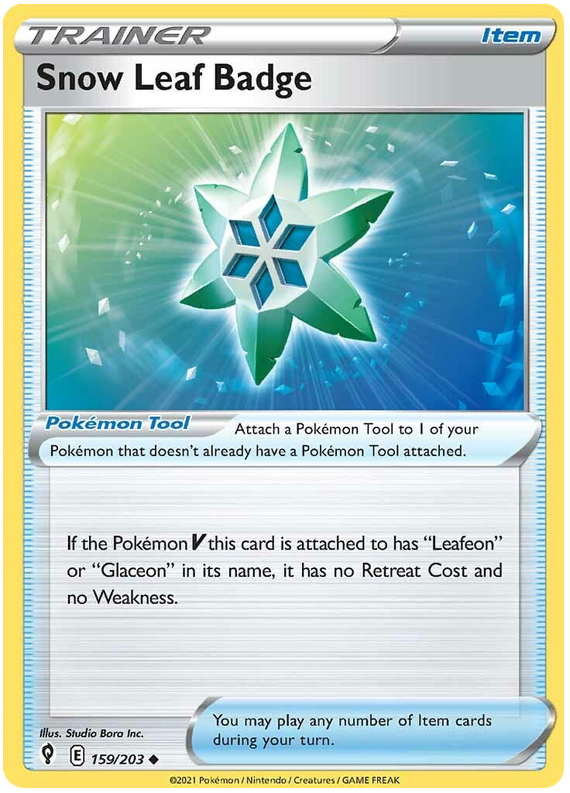 Pokemon Card Evolving Skies 159/203 159/203 Snow Leaf Badge Item Uncommon