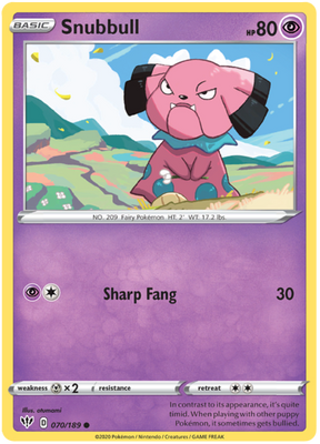 <transcy>Pokemon Card Darkness Alaze 70/189 070/189 Snubbull Common</transcy>
