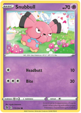 Pokemon Card Fusion Strike 115/264 Snubbull Common