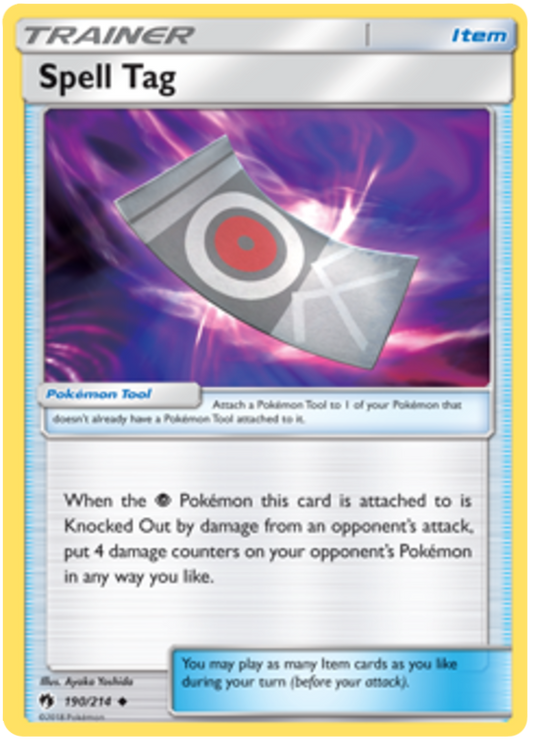 Pokemon Card Lost Thunder 190/214 Spell Tag Item Uncommon *MINT*