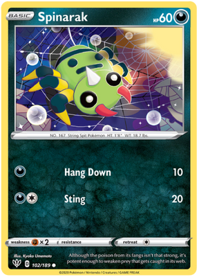 <transcy>Pokemon Card Darkness Alaze 102/189 102/189 Spinarak Common</transcy>