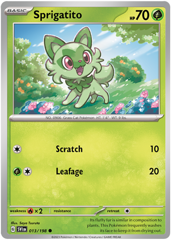 Pokemon Card Scarlet & Violet 013/198 13/198 Sprigatito Common *MINT*