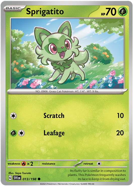 Pokemon Card Scarlet & Violet 013/198 13/198 Sprigatito Common *MINT*