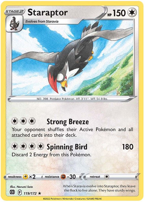 Pokemon Card Brilliant Stars 119/172 Staraptor Rare