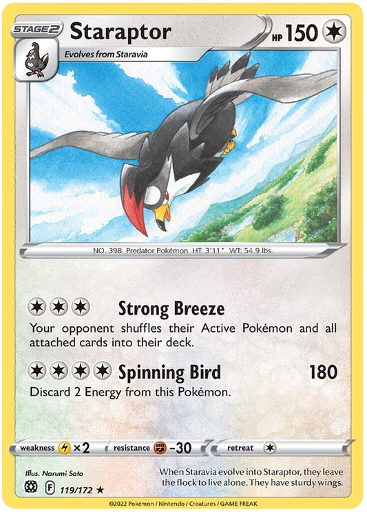 Pokemon Card Brilliant Stars 119/172 Staraptor Rare