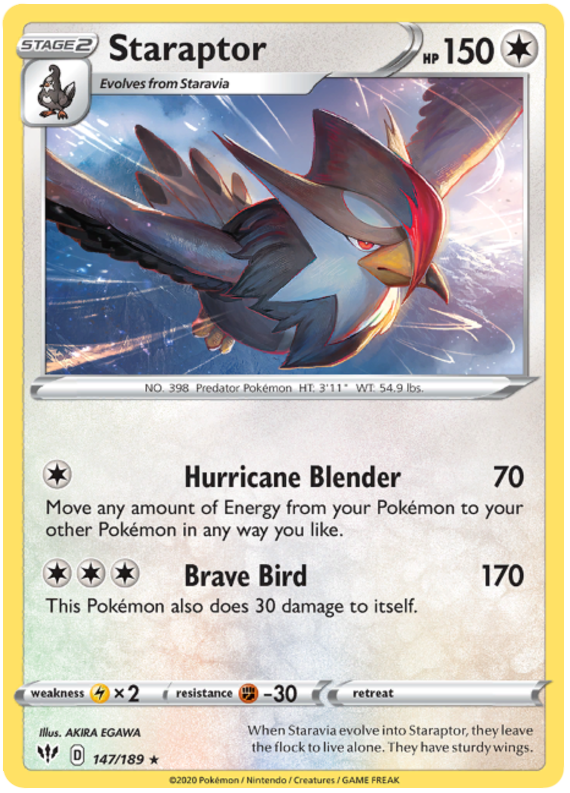 <transcy>Pokemon Card Darkness Alaze 147/189 147/189 Staraptor Rare</transcy>