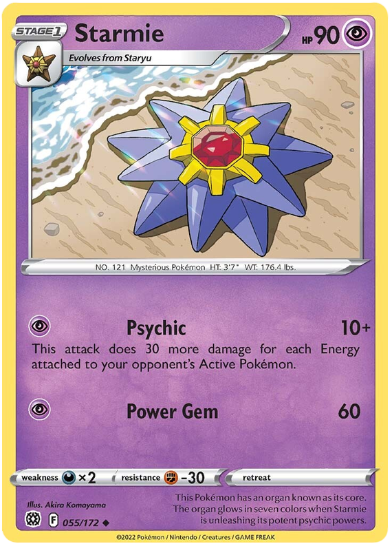 Pokemon Card Brilliant Stars 055/172 55/172 Starmie Uncommon