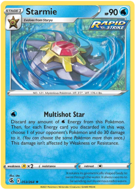 Pokemon Card Fusion Strike 053/264 53/264 Starmie Holo Rare