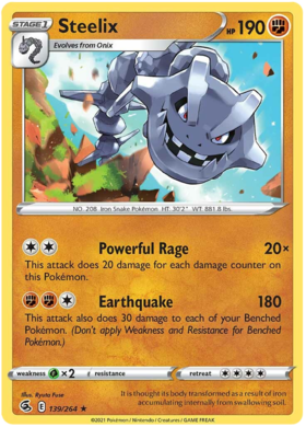Pokemon Card Fusion Strike 139/264 Steelix Holo Rare