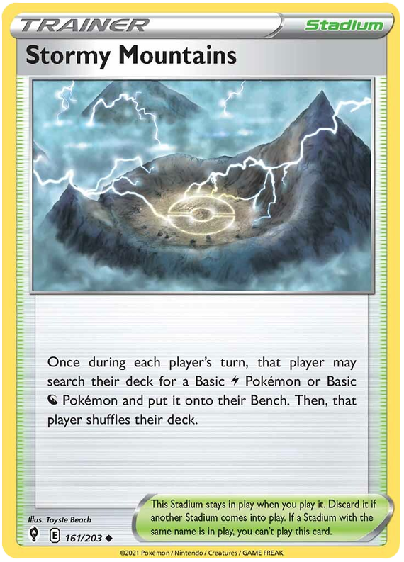 Pokemon Card Evolving Skies 161/203 161/203 Stormy Mountains Stadium Uncommon