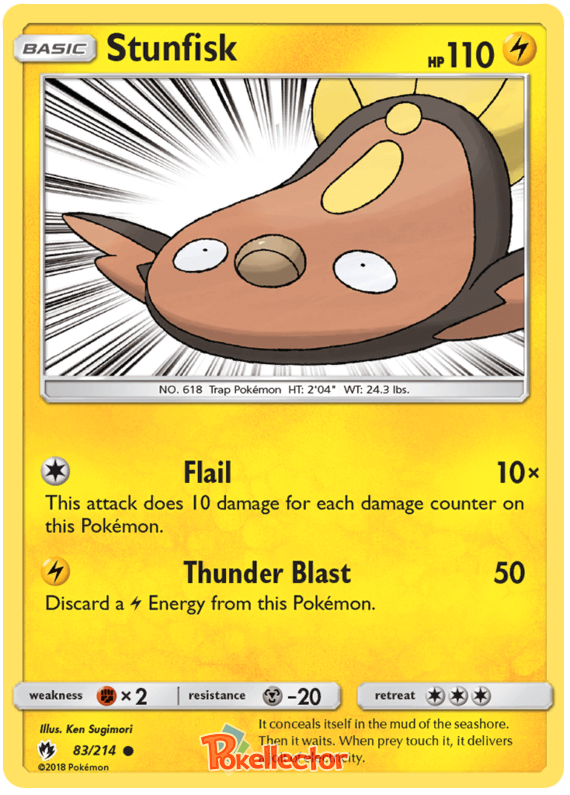 Pokemon Card Lost Thunder 83/214 083/214 Stunfisk Common *MINT*