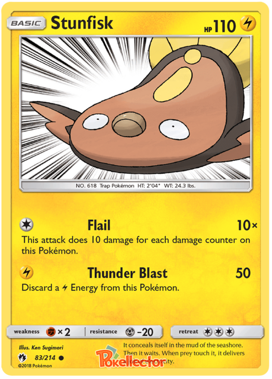 Pokemon Card Lost Thunder 83/214 083/214 Stunfisk Common *MINT*