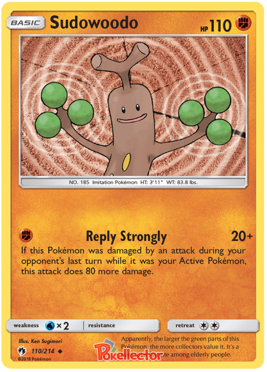 Pokemon Card Lost Thunder 110/214 Sudowoodo Uncommon *MINT*