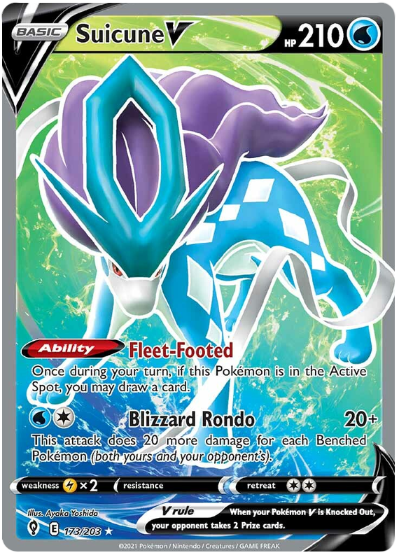 Pokemon Card Evolving Skies 173/203 173/203 Suicune V Full Art *M*