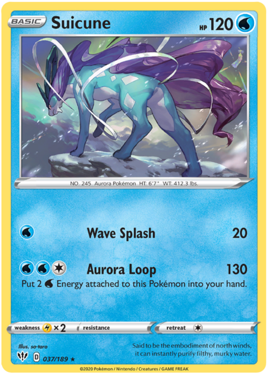 <transcy>Pokemon Card Darkness Ablaze 37/189 037/189 Suicune Holo Rare</transcy>