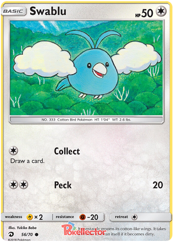 <transcy>Pokemon Card Dragon Majesty 56/070 056/070 Swablu Common</transcy>