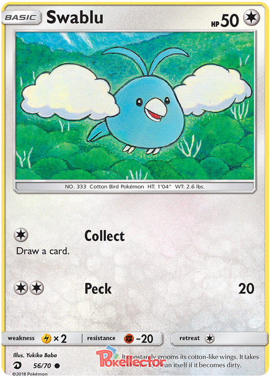 <transcy>Pokemon Card Dragon Majesty 56/070 056/070 Swablu Common</transcy>