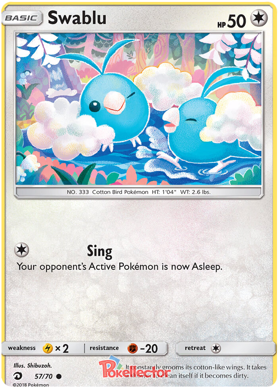 <transcy>Pokemon Card Dragon Majesty 57/070 057/070 Swablu Common</transcy>