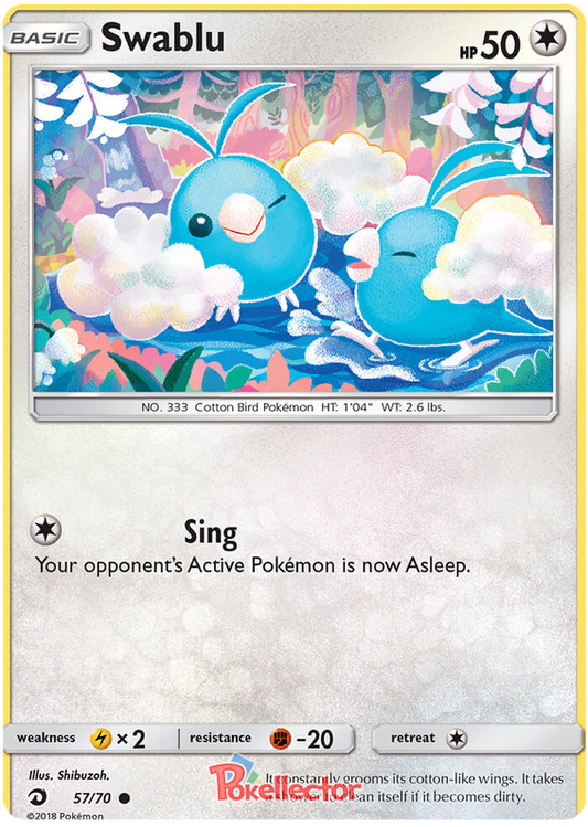 <transcy>Pokemon Card Dragon Majesty 57/070 057/070 Swablu Common</transcy>