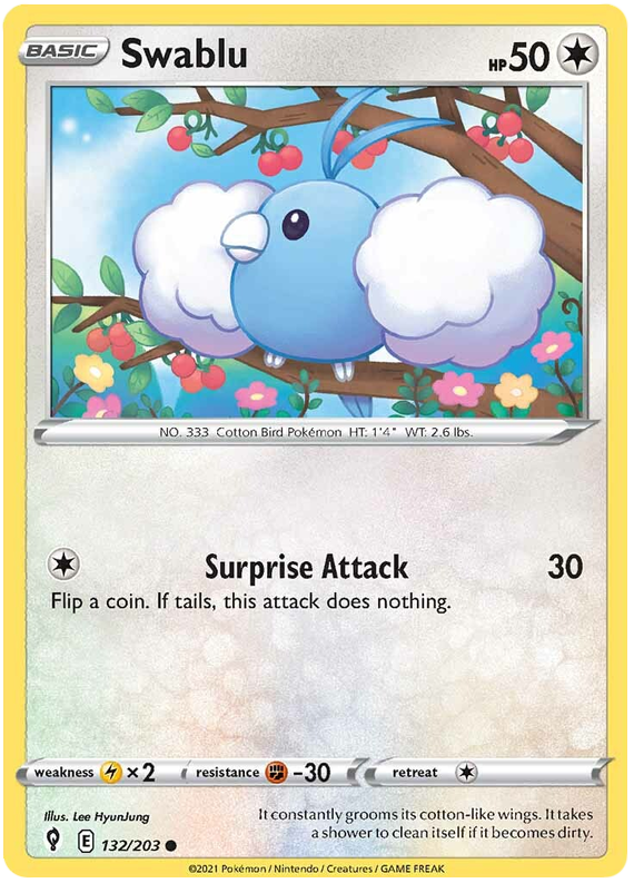 Pokemon Card Evolving Skies 132/203 132/203 Swablu Common