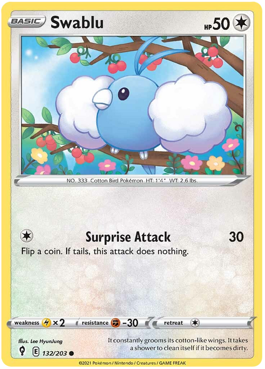 Pokemon Card Evolving Skies 132/203 132/203 Swablu Common