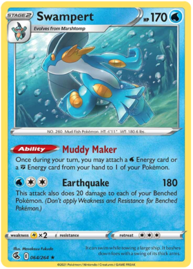 Pokemon Card Fusion Strike 064/264 64/264 Swampert Holo Rare