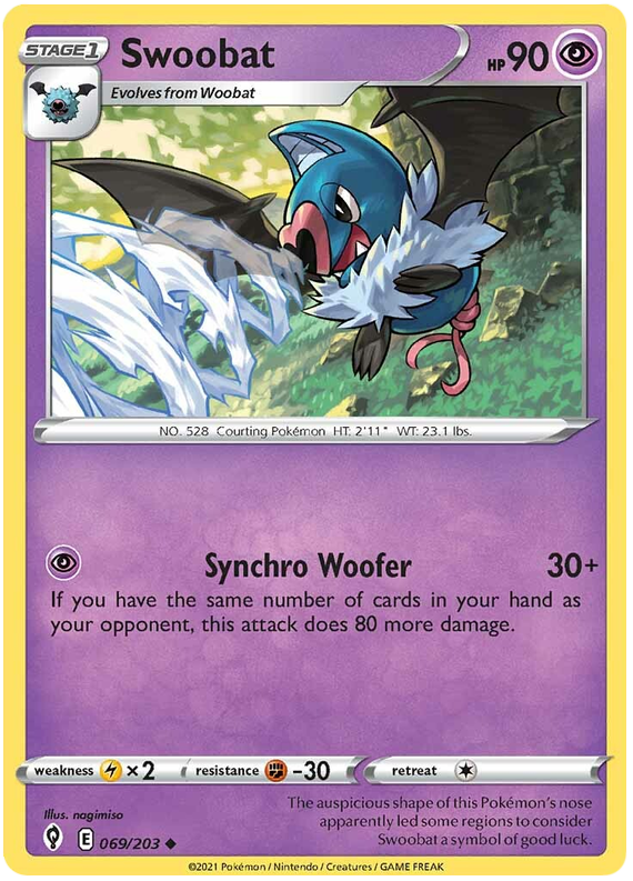 Pokemon Card Evolving Skies 69/203 069/203 Swoobat Uncommon