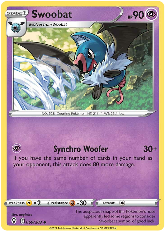 Pokemon Card Evolving Skies 69/203 069/203 Swoobat Uncommon