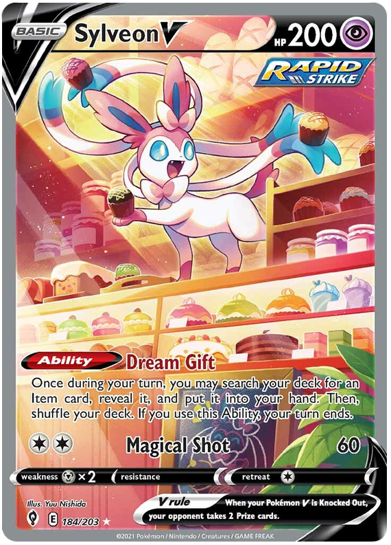 (S) Pokemon Card Evolving Skies 184/203 184/203 Sylveon V Full Art *M*