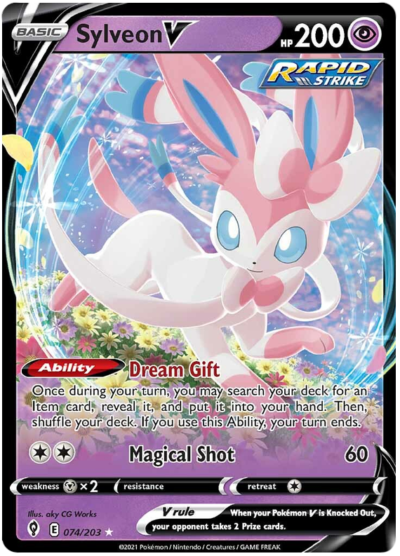 لعبة Pokemon Card Evolution Skies 74/203 074/203 Sylveon V Ultra Rare * M *