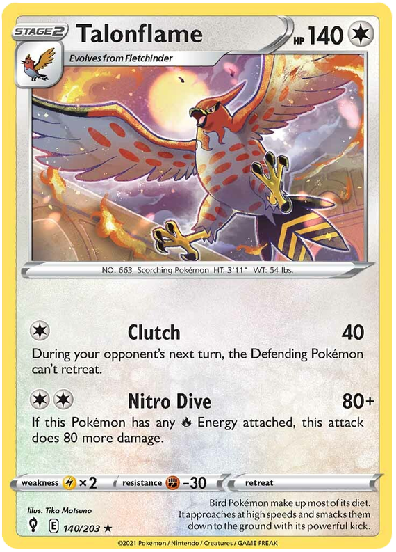 Pokemon Card Evolving Skies 140/203 140/203 Talonflame Rare