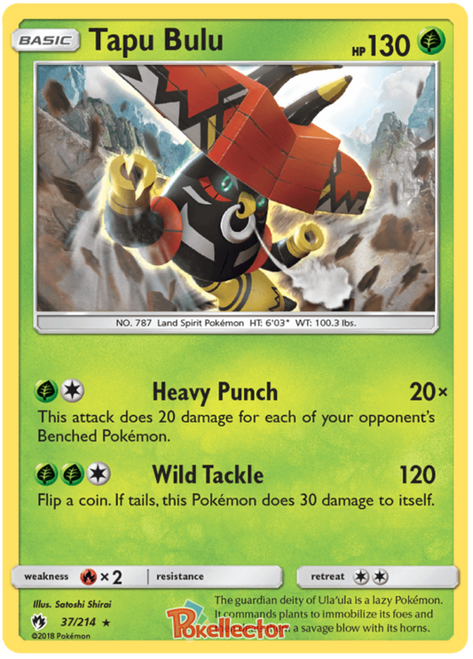 Pokemon Card Lost Thunder 37/214 037/214 Tapu Bulu Holo Rare *MINT*