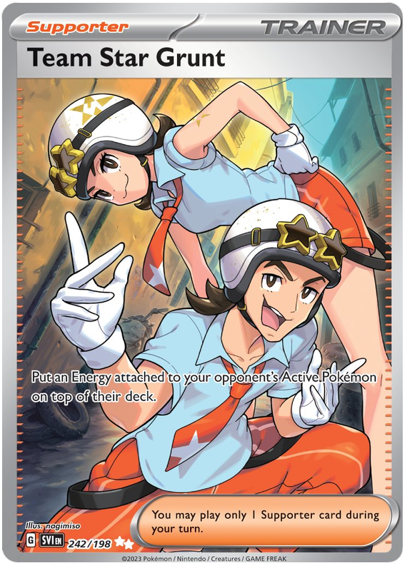 Pokemon Card Scarlet & Violet 242/198 Team Star Grunt Supporter Full Art Ultra Rare *MINT*