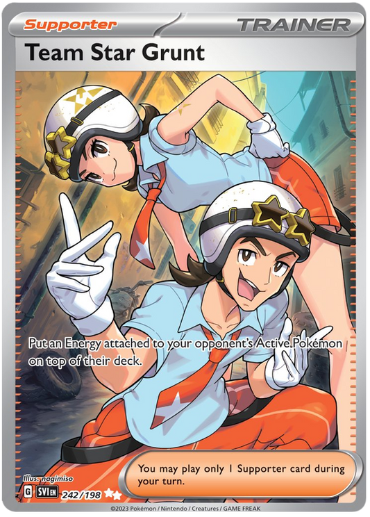 Pokemon Card Scarlet & Violet 242/198 Team Star Grunt Supporter Full Art Ultra Rare *MINT*