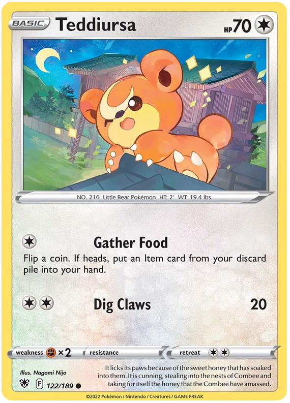 Pokemon Card Astral Radiance 122/189 Teddiursa Common