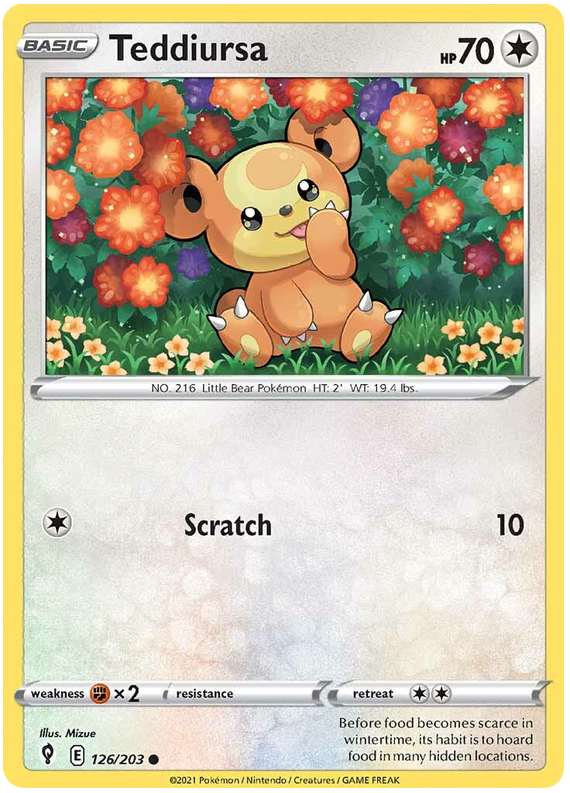 Pokemon Card Evolving Skies 126/203 126/203 Teddiursa Common