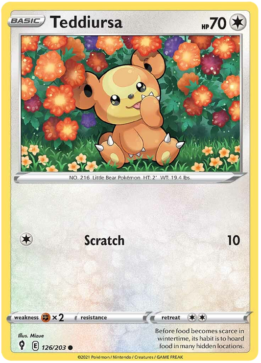 Pokemon Card Evolving Skies 126/203 126/203 Teddiursa Common