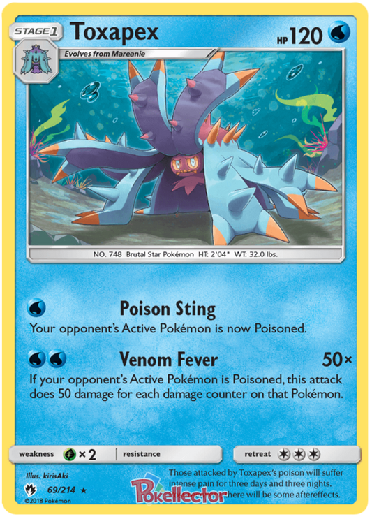 Pokemon Card Lost Thunder 69/214 069/214 Toxapex Rare *MINT*